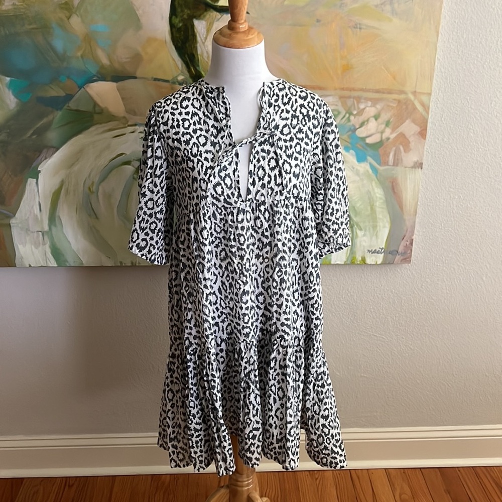 EMERSON FRY India collection ISLA printed bow dress casual ORGANIC cotton XS/S